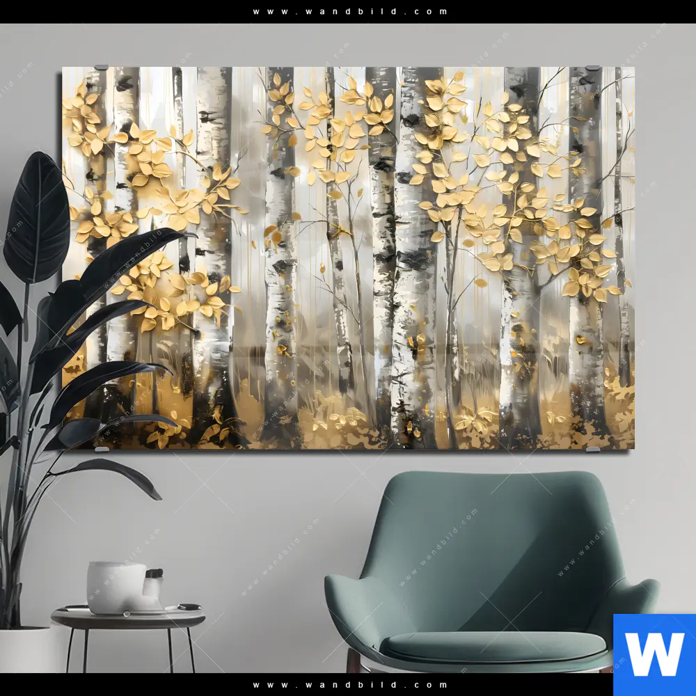 Acrylglasbild | Abstrakter Birkenwald | Querformat