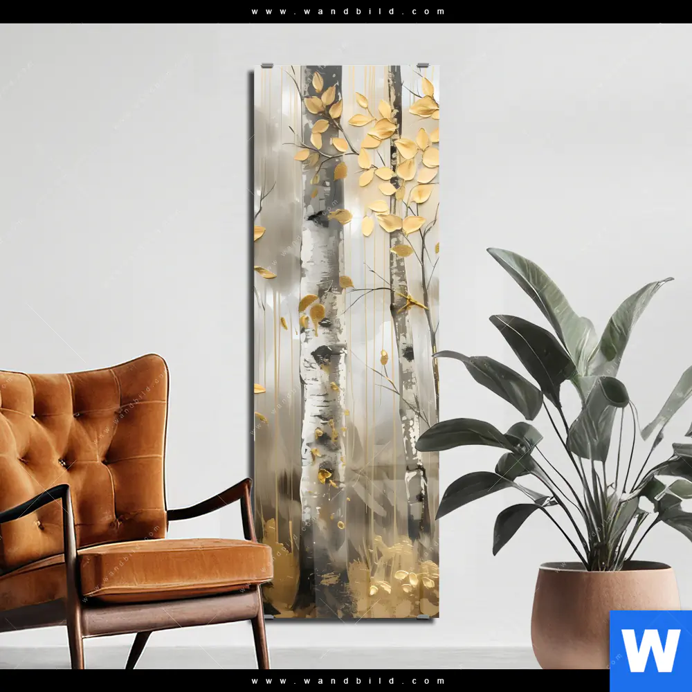 Acrylglasbild | Abstrakter Birkenwald | Schmal