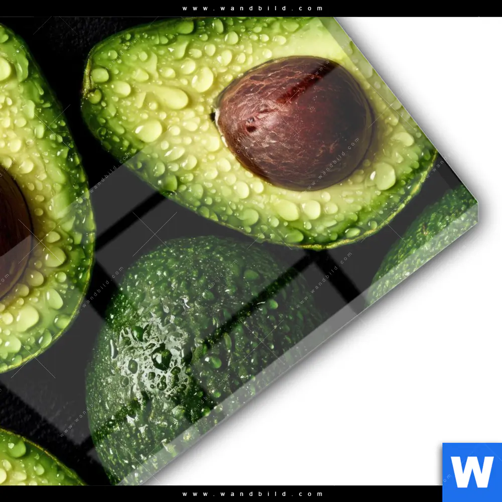 Acrylglasbild | Avocados mit Wassertropfen | Rund - Image 3