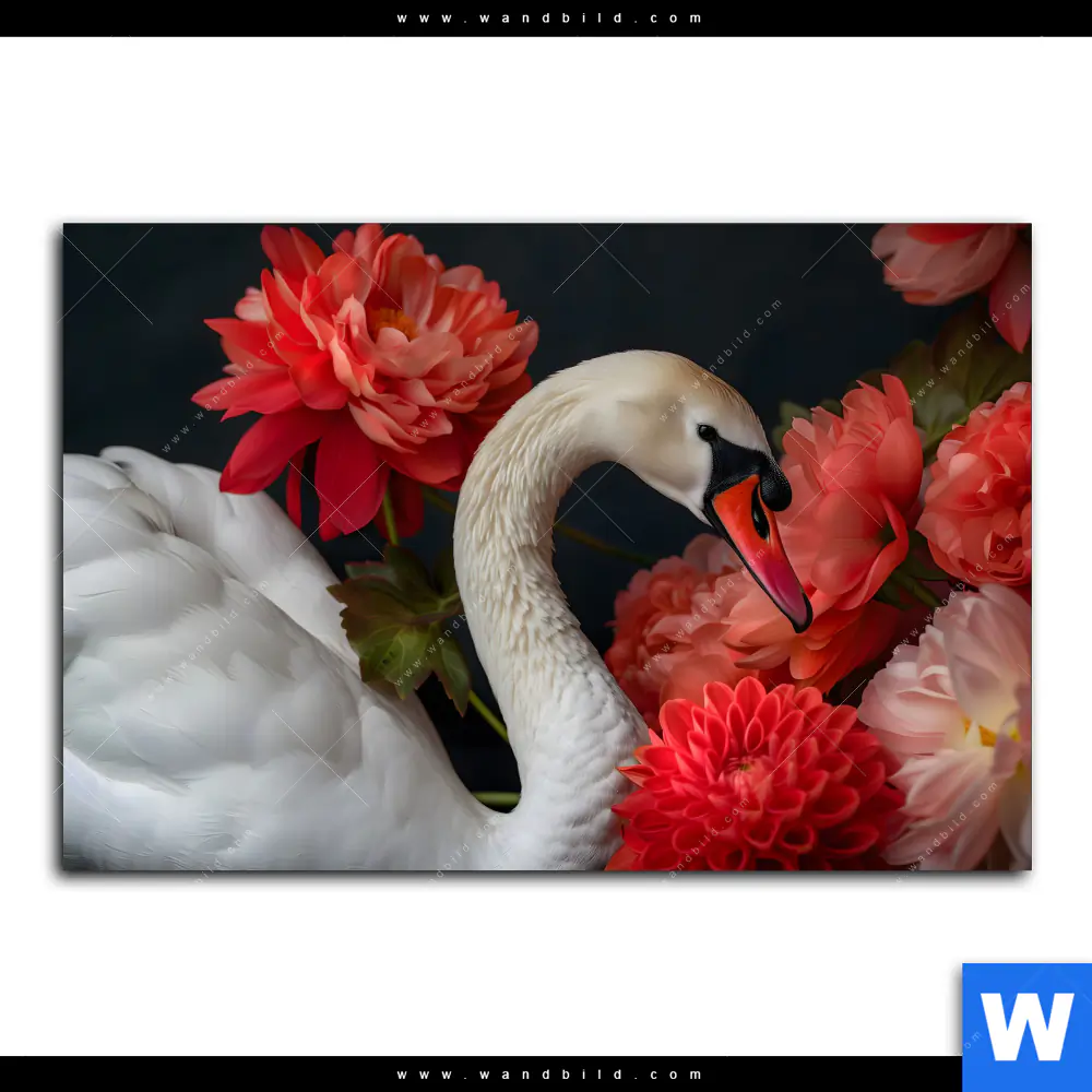 Acrylglasbild | Eleganter Schwan mit Blumen | Querformat - Image 2