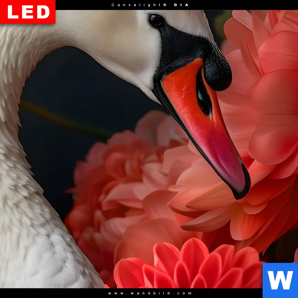 Acrylglasbild | Eleganter Schwan mit Blumen | Querformat - Image 4