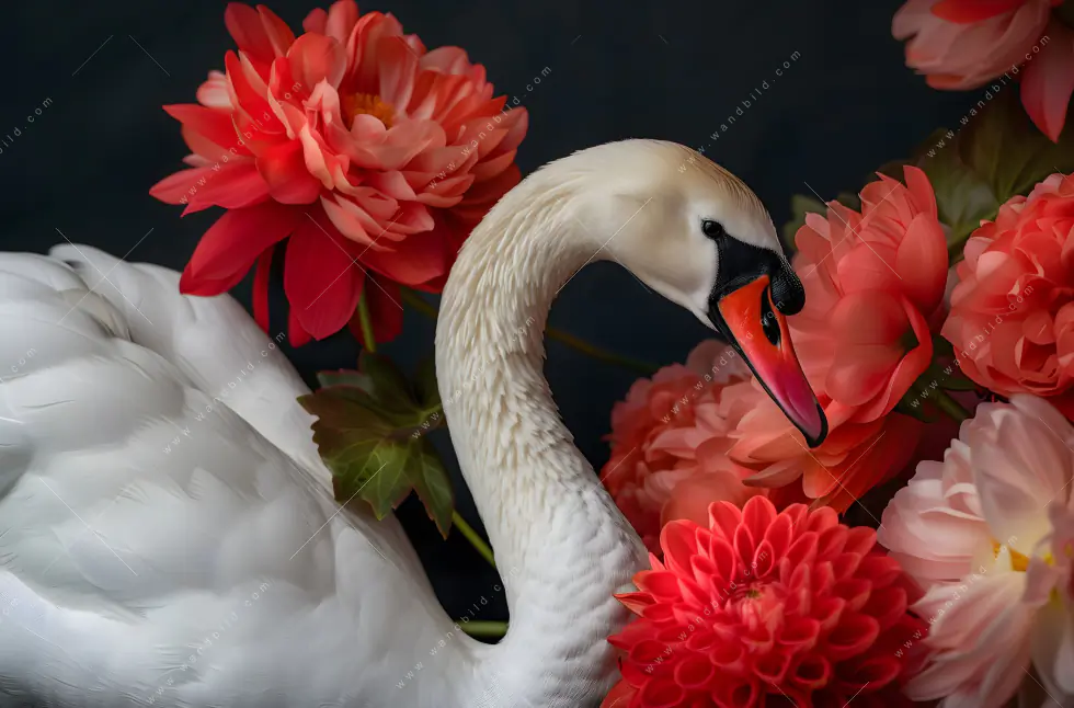 Acrylglasbild | Eleganter Schwan mit Blumen | Querformat - Image 5