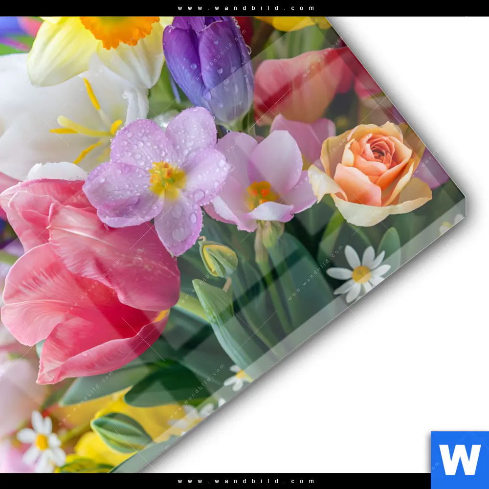 Acrylglasbild | Farbenfrohe Frühlingsblüten | Rund - Image 3