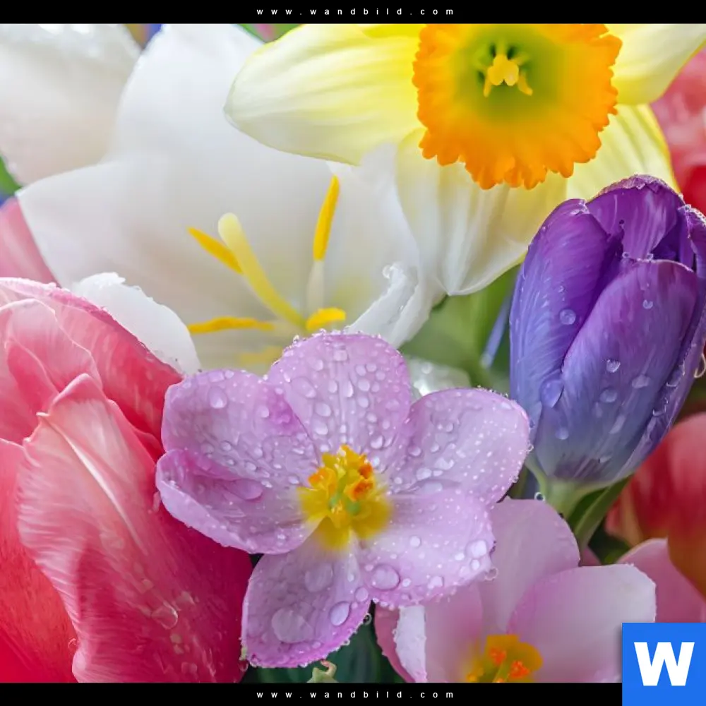 Acrylglasbild | Farbenfrohe Frühlingsblüten | Rund - Image 4