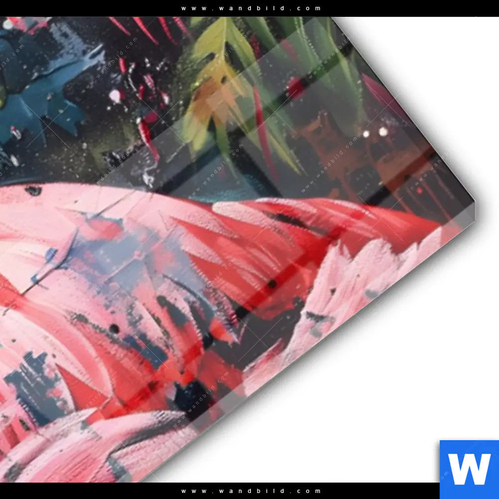 Acrylglasbild | Flamingo - Dschungel Eleganz | Panorama - Image 3