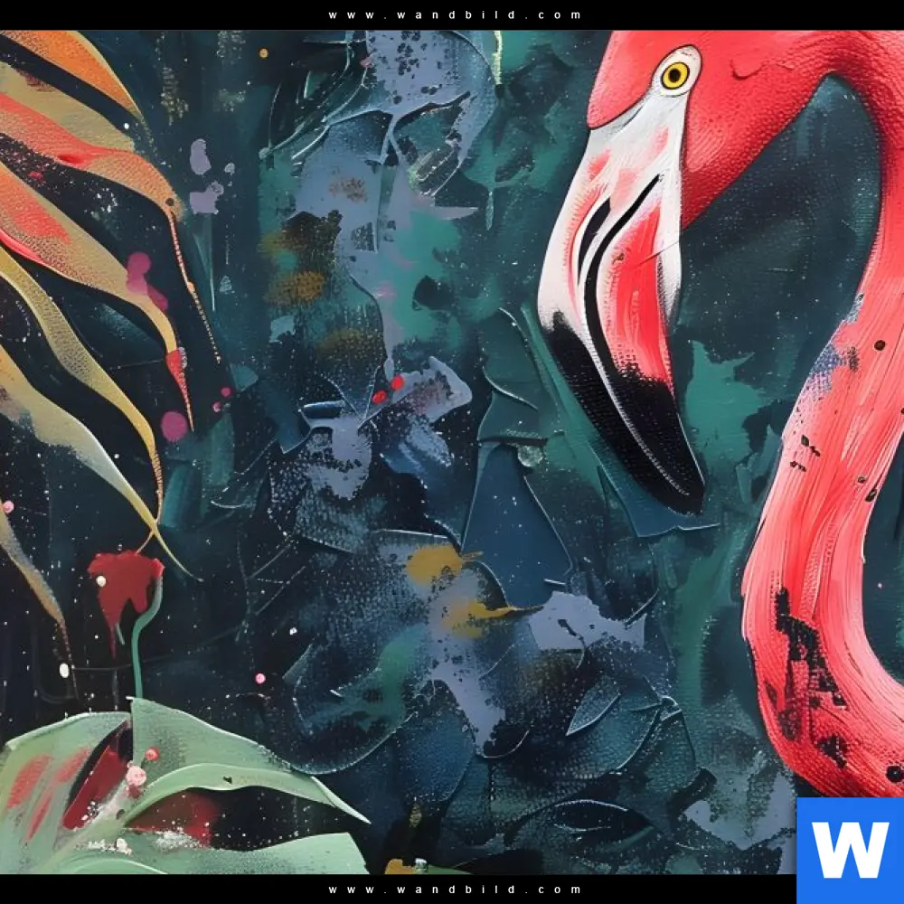 Acrylglasbild | Flamingo - Dschungel Eleganz | Rund - Image 4