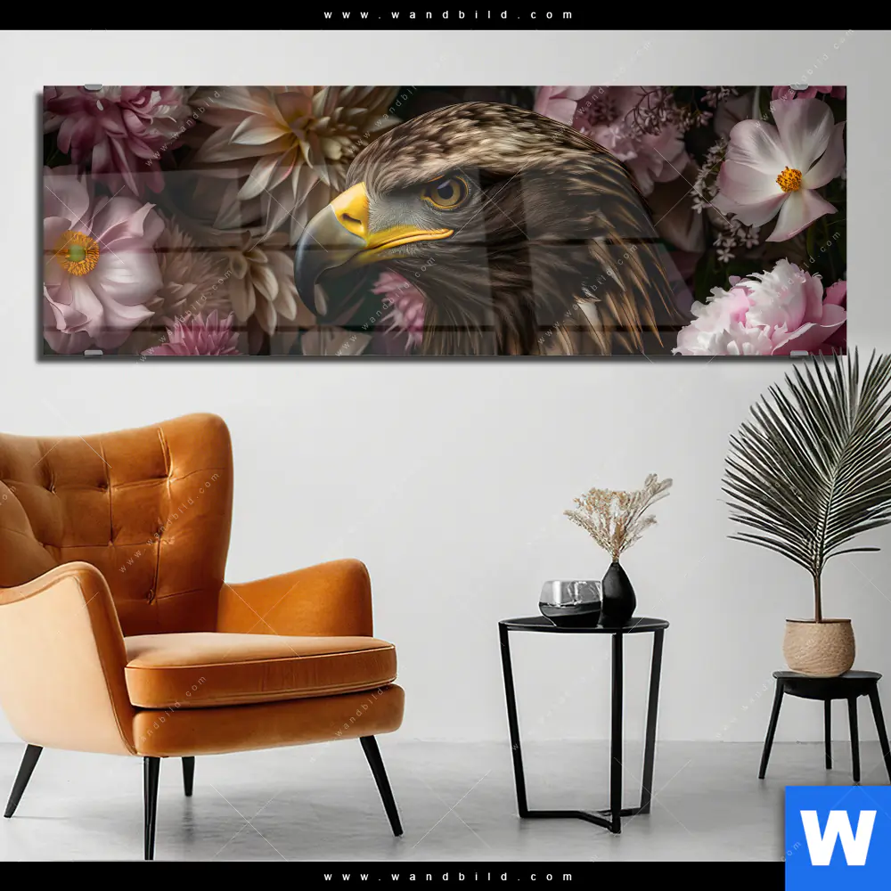 Acrylglasbild | Florale Eleganz und Adlerblick | Panorama