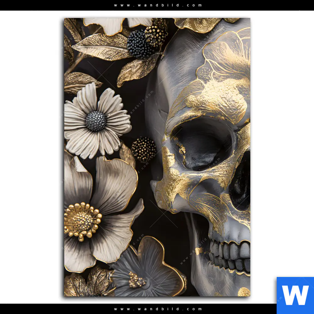 Acrylglasbild | Floraler Totenschädel | Hochformat - Image 2