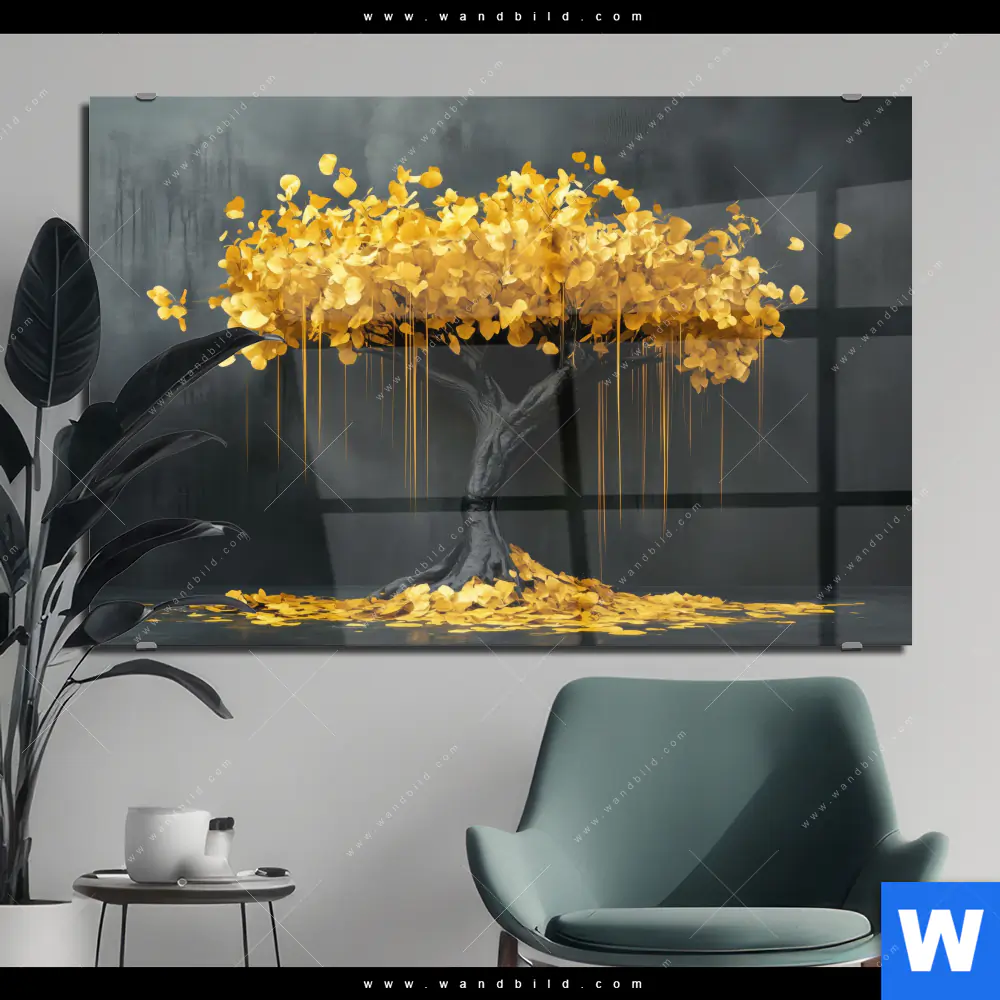 Acrylglasbild | Goldener Lebensbaum | Querformat