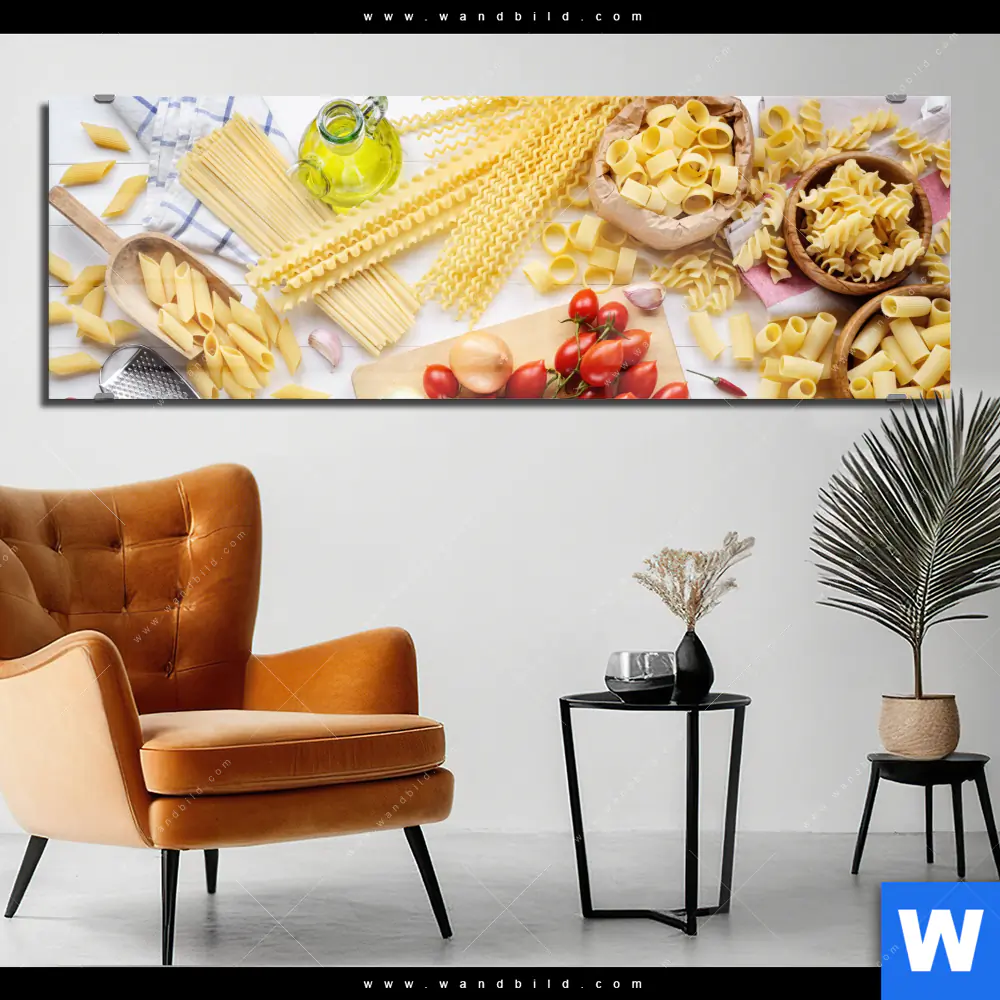 Acrylglasbild | Italienische Pasta Vielfalt | Panorama