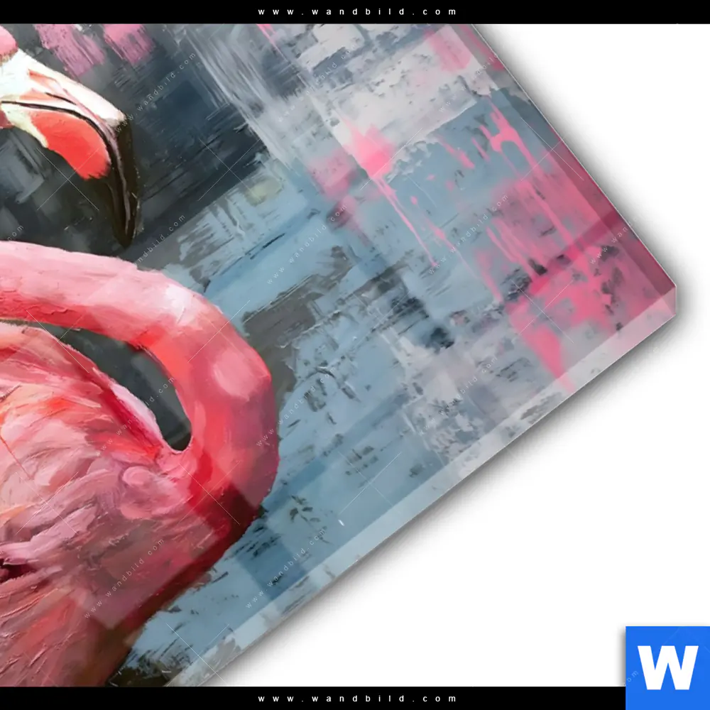 Acrylglasbild | Kunstvoller Flamingo | Querformat - Image 3