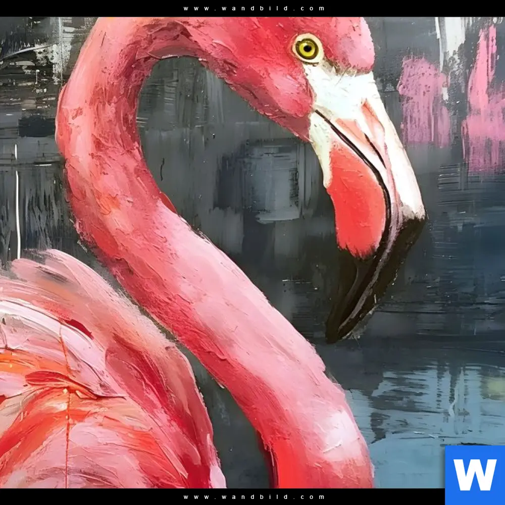 Acrylglasbild | Kunstvoller Flamingo | Rund - Image 4