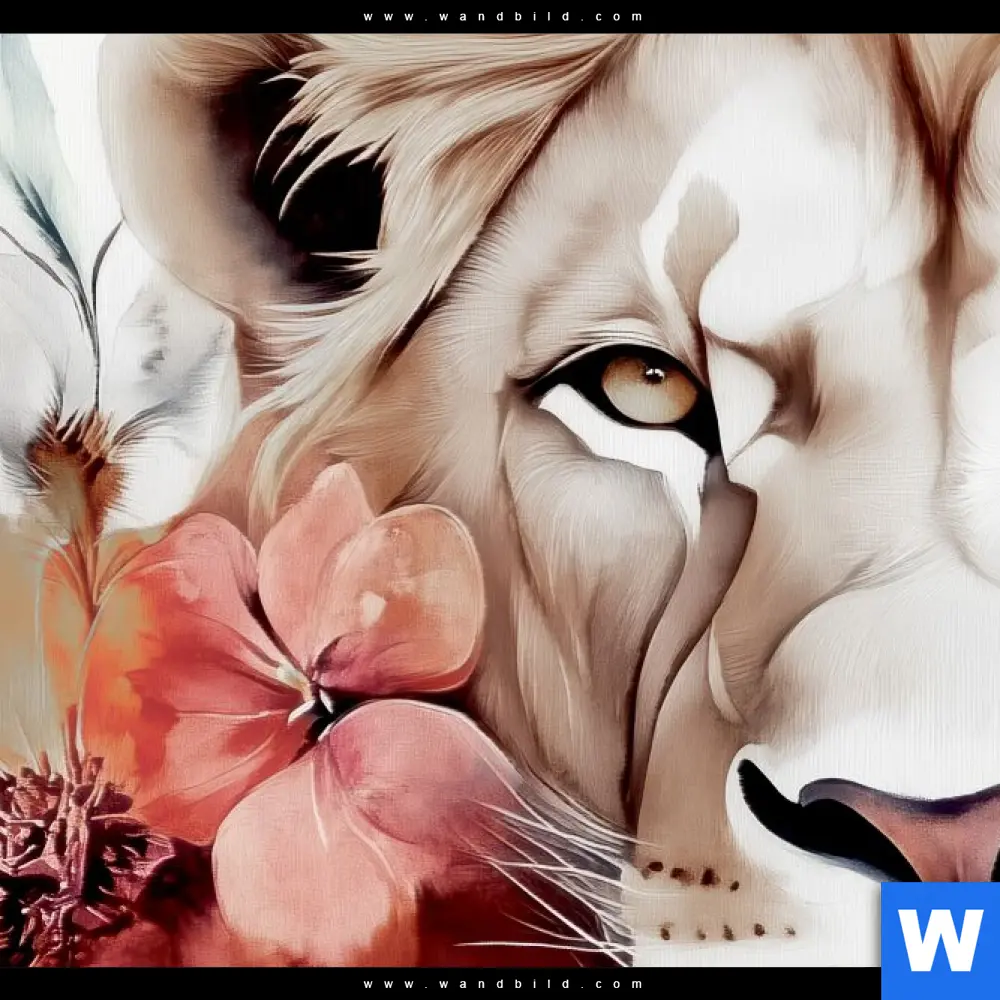 Acrylglasbild | Löwe mit Blumen | Rund - Image 4