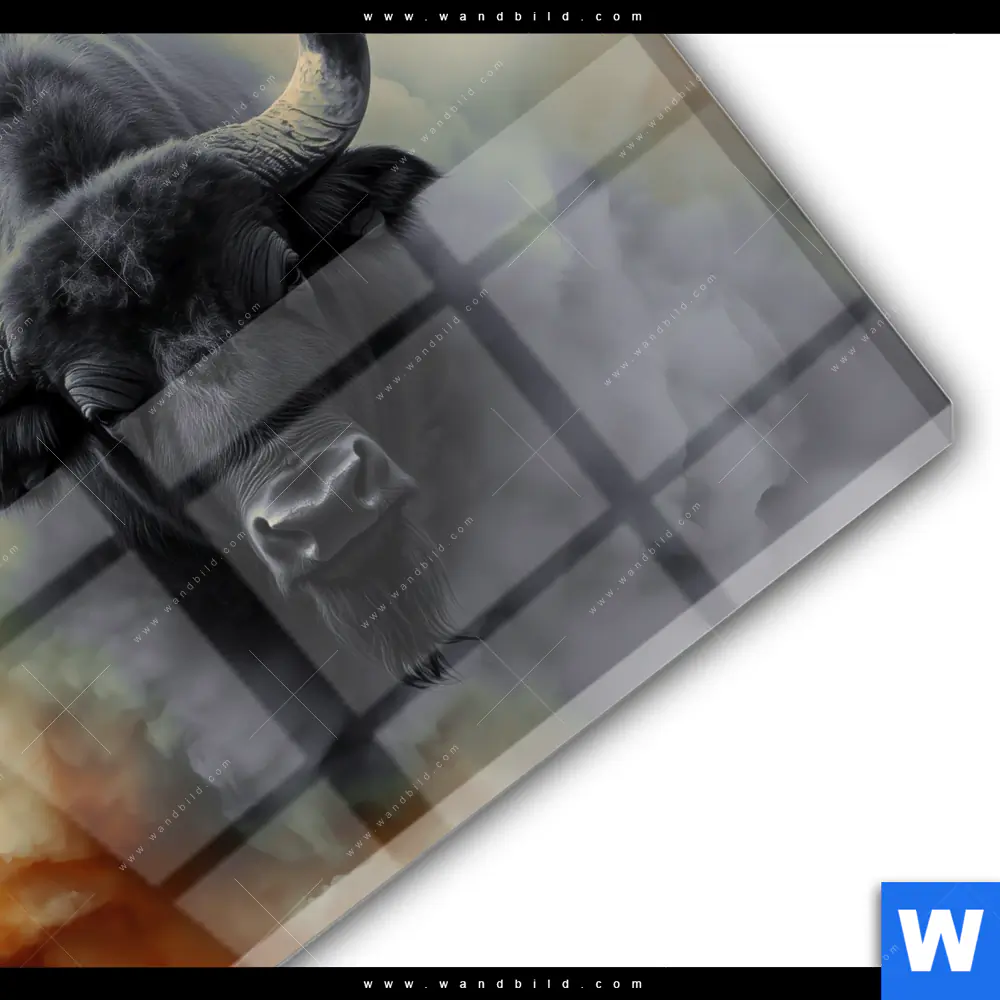 Acrylglasbild | Mächtiger Büffel | Quadrat - Image 3