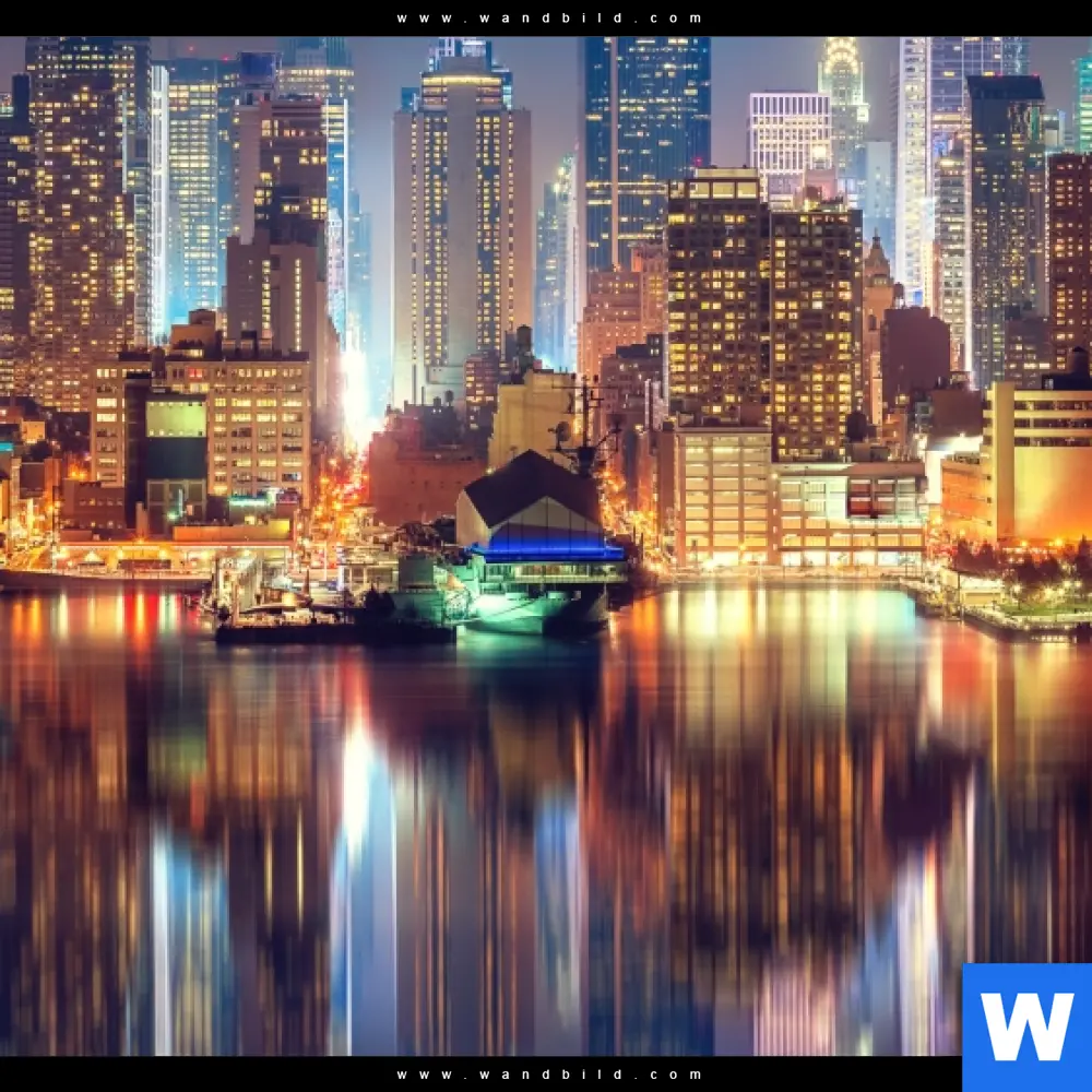 Acrylglasbild | Manhattan bei Nacht | Rund - Image 4