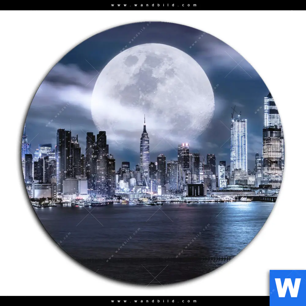 Acrylglasbild | Manhattan - Giganten im Silberlicht | Rund - Image 2