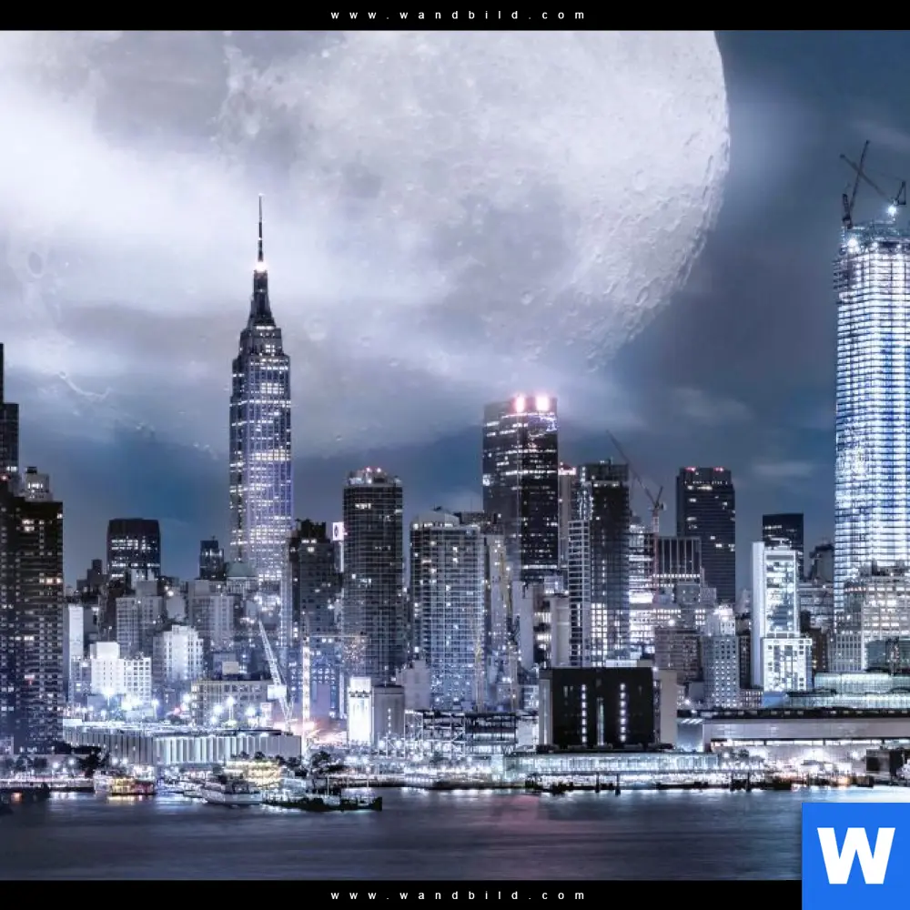 Acrylglasbild | Manhattan - Giganten im Silberlicht | Rund - Image 4