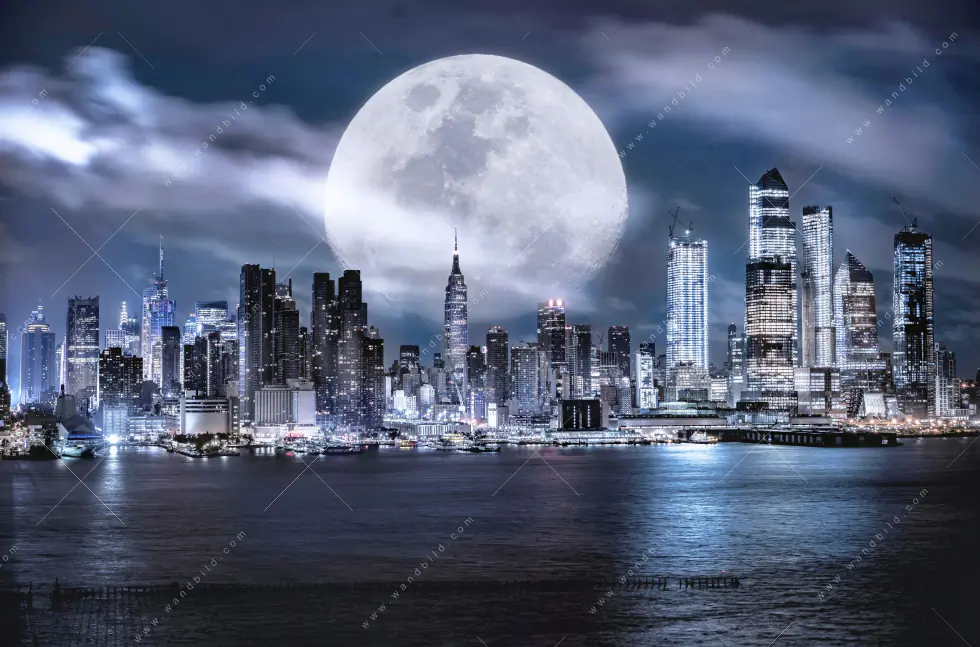 Acrylglasbild | Manhattan - Giganten im Silberlicht | Rund - Image 5