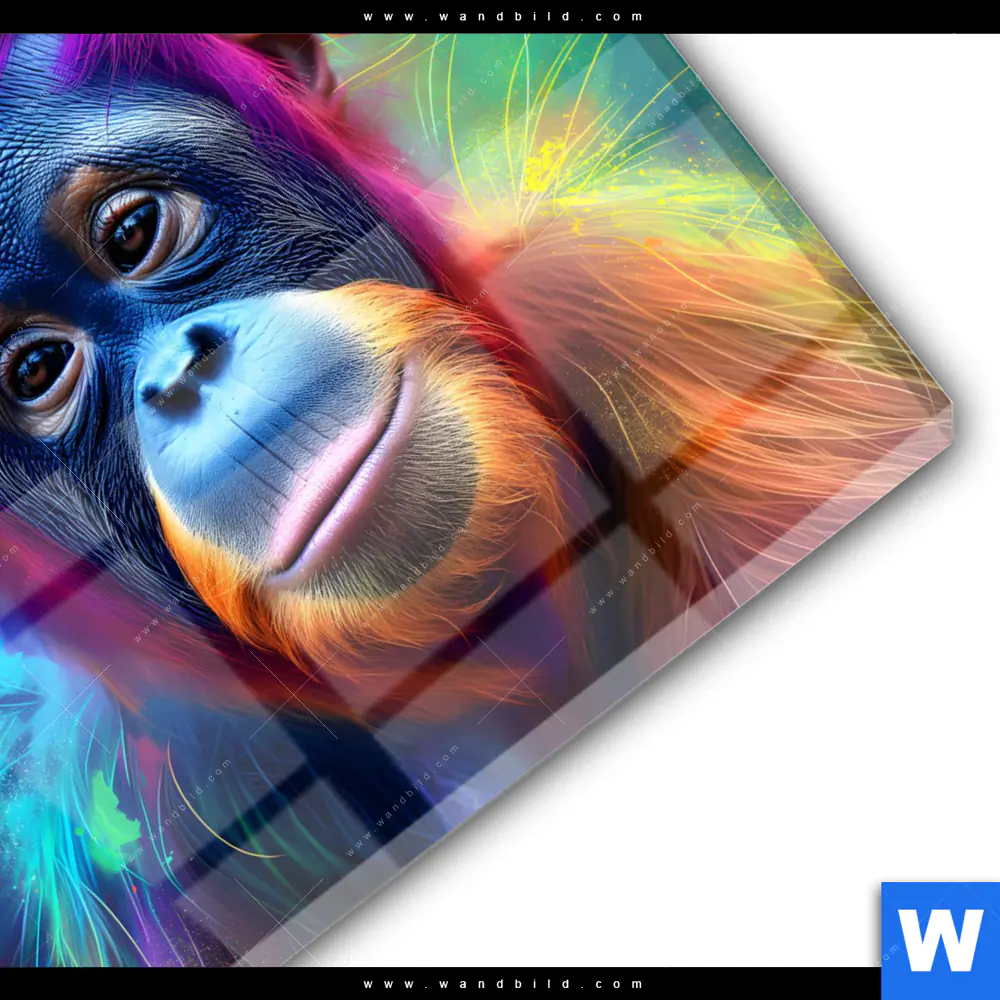 Acrylglasbild | Orang-Utan in Regenbogenfarben | Quadrat - Image 3