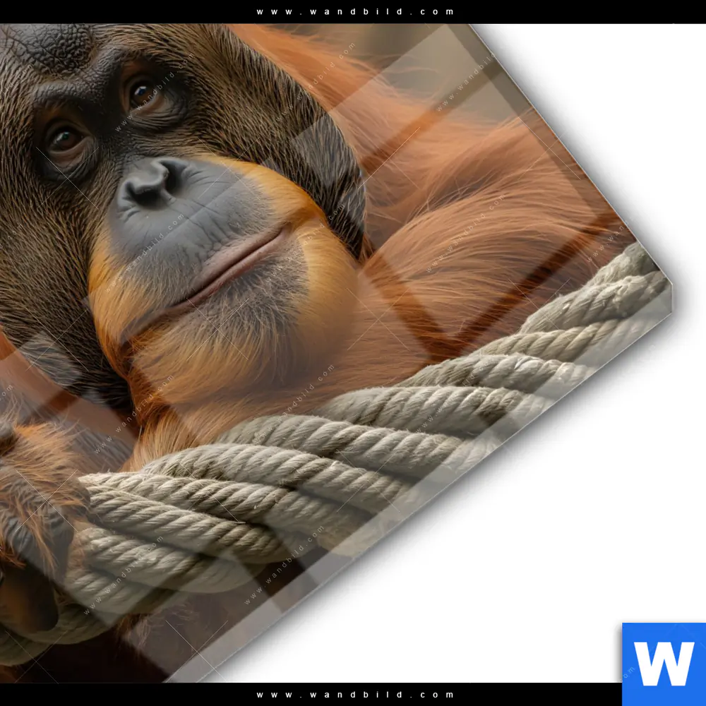 Acrylglasbild | Orang-Utan mit sanftem Blick | Quadrat - Image 3
