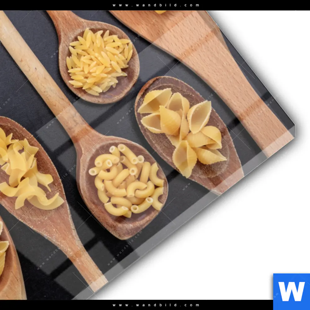 Acrylglasbild | Pasta auf Löffeln | Querformat - Image 3