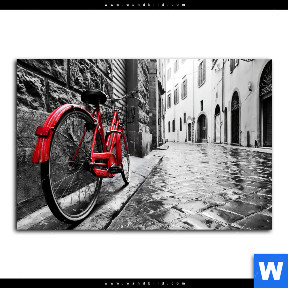 Acrylglasbild | Rotes Fahrrad in Gasse | Querformat - Image 2