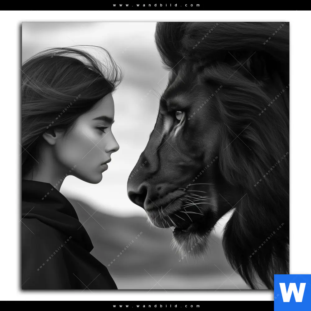 Acrylglasbild | Seelenblick - Löwe & Frau | Quadrat - Image 2