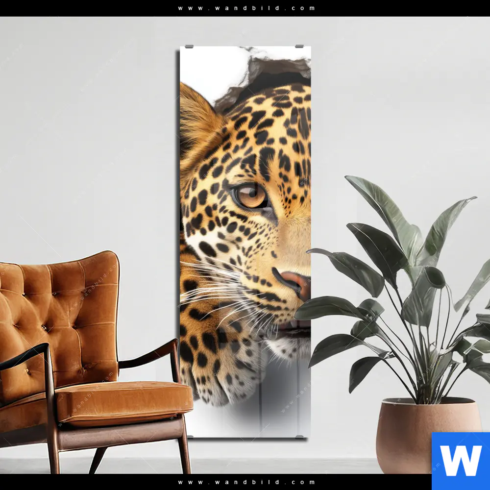 Acrylglasbild | Wanddurchbruch - Leopard | Schmal