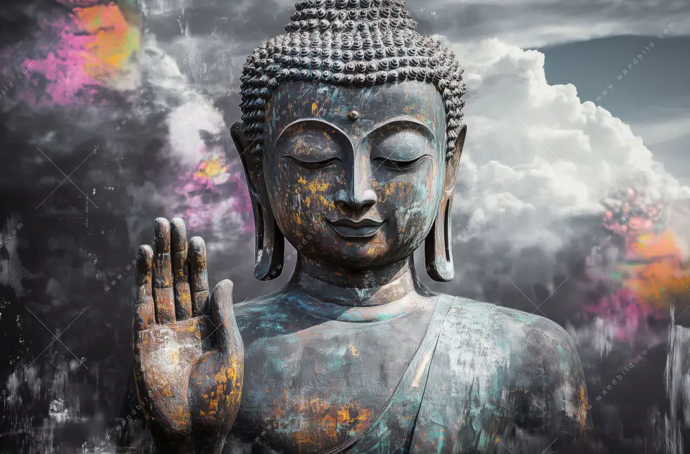 Alu-Dibond Bild | Buddha - Kosmische Gelassenheit | Schmal - Image 5