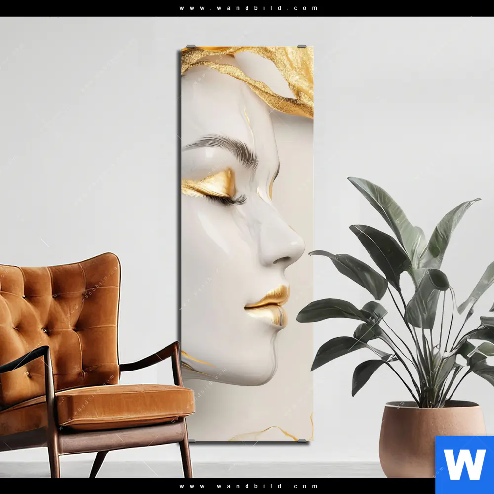 Alu-Dibond Bild | Die Frau - Goldene Aura | Schmal