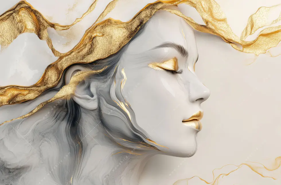 Alu-Dibond Bild | Die Frau - Goldene Aura | Schmal - Image 5