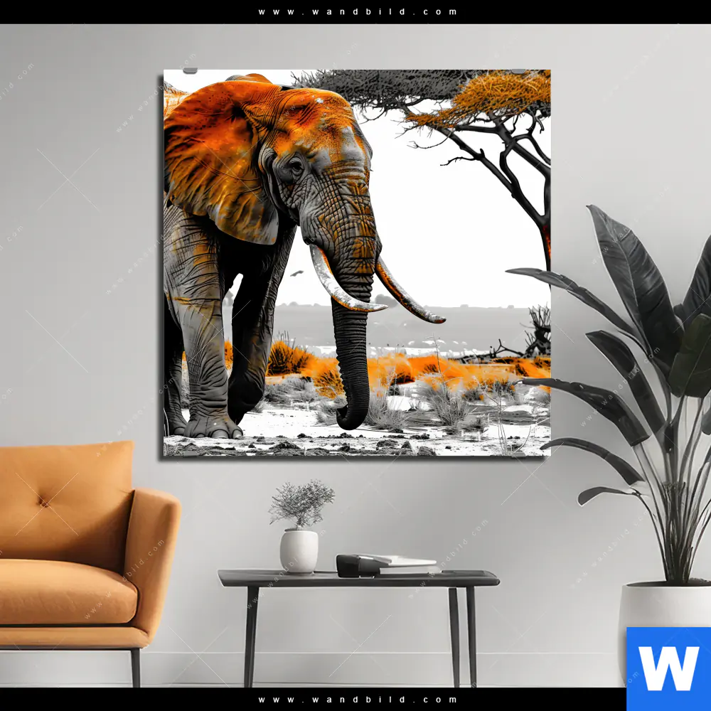Alu-Dibond Bild | Elefant - Kraft der Wildnis | Quadrat