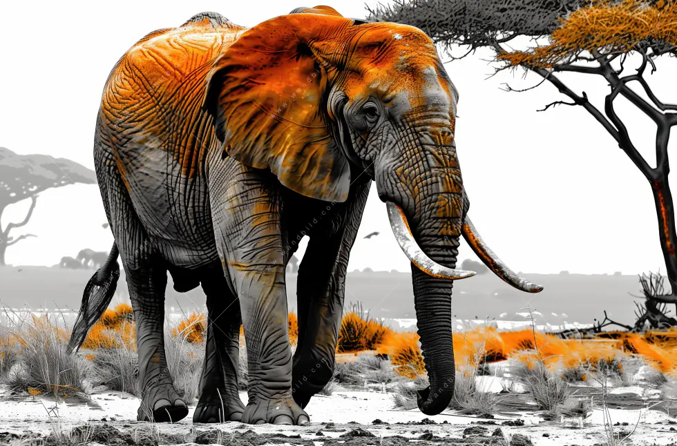 Alu-Dibond Bild | Elefant - Kraft der Wildnis | Quadrat - Image 5