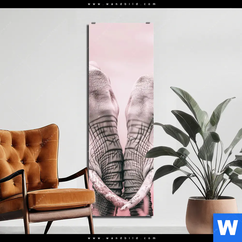 Alu-Dibond Bild | Elefanten - Harmonie in Pastell | Schmal