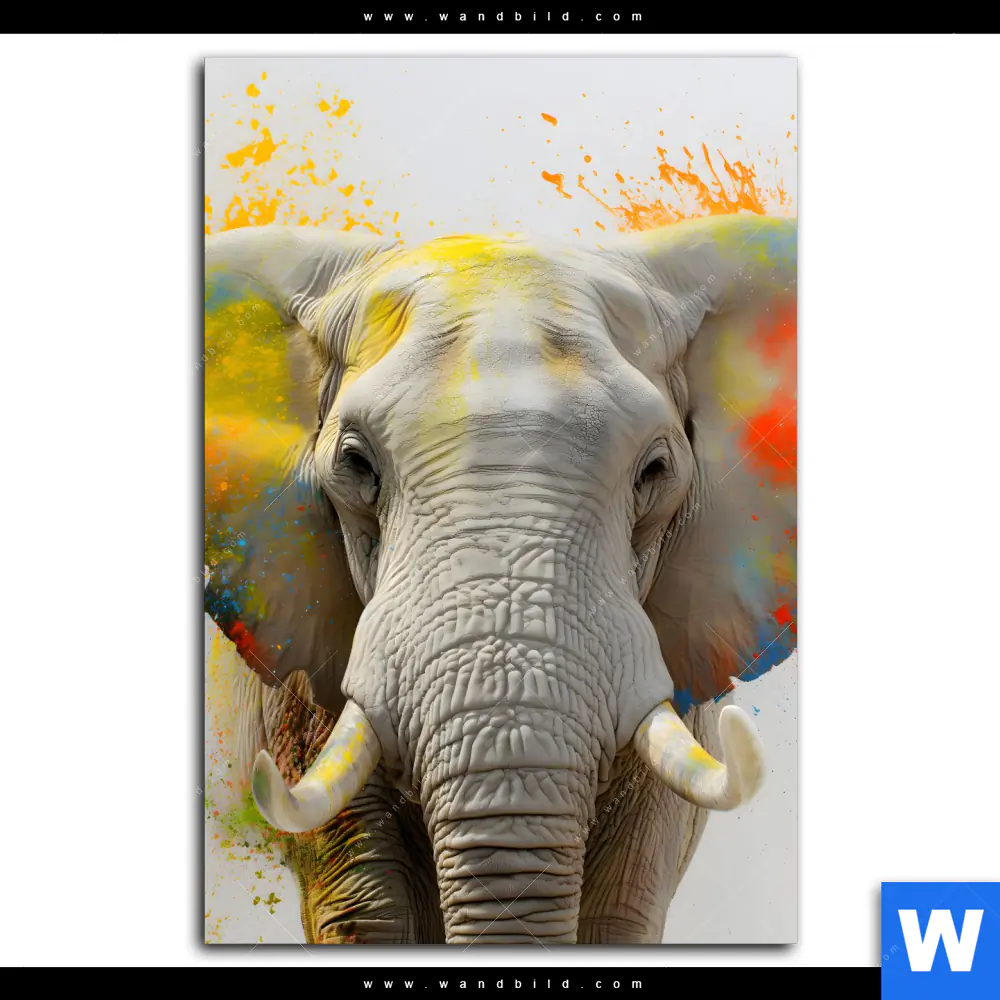 Alu-Dibond Bild | Farbenexplosion mit Elefant | Hochformat - Image 2