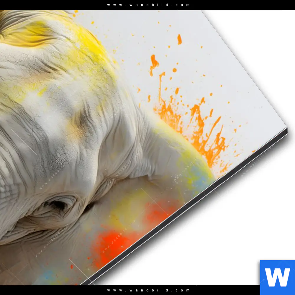 Alu-Dibond Bild | Farbenexplosion mit Elefant | Hochformat - Image 3