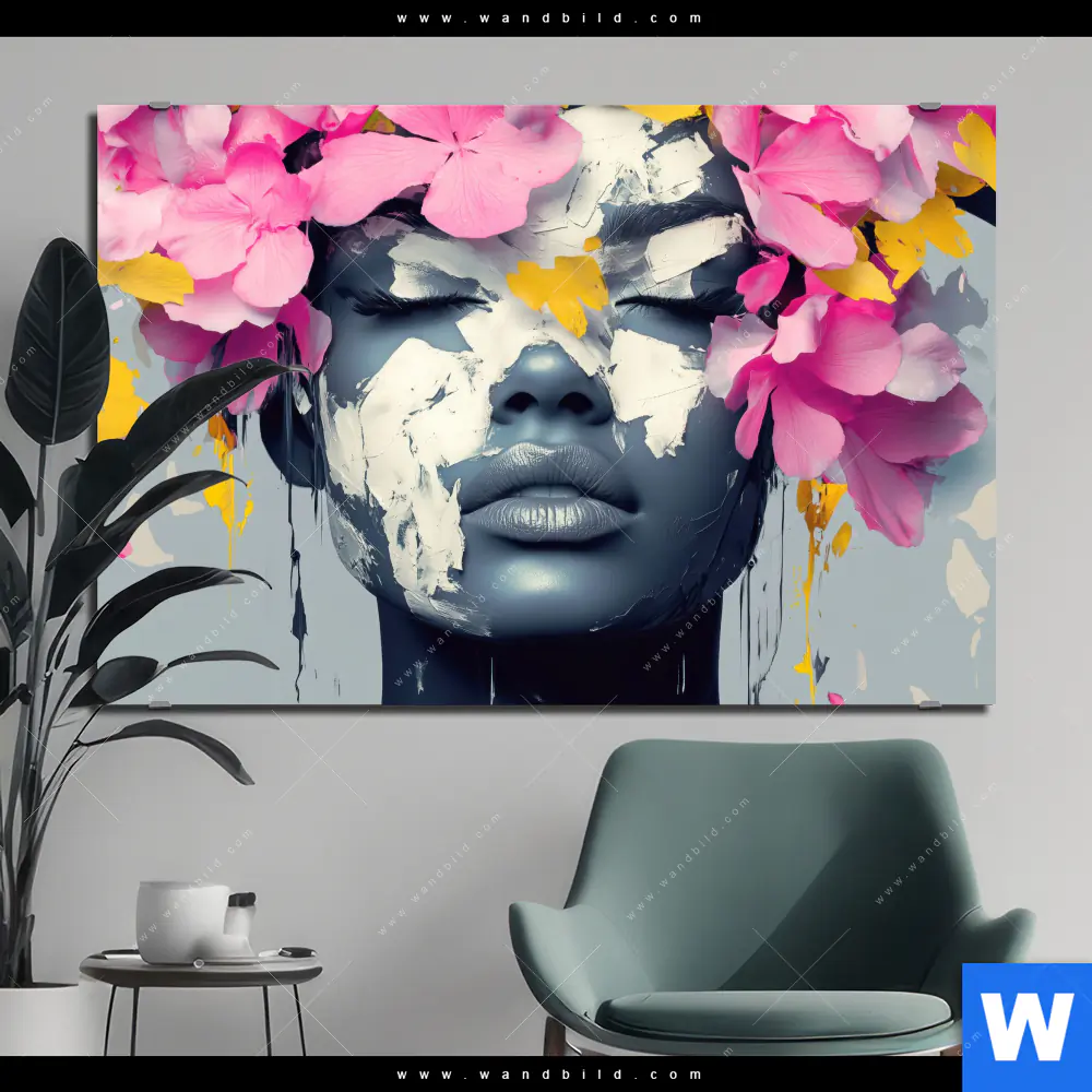 Alu-Dibond Bild | Florales Porträt Design | Querformat