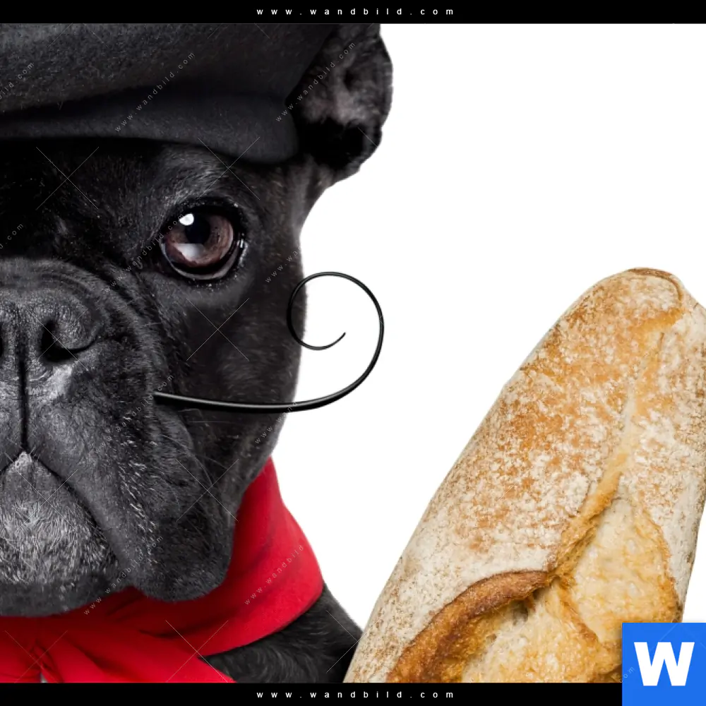 Alu-Dibond Bild | Französischer Bulldoggen-Charme mit Baguette & Wein | Quadrat - Image 4