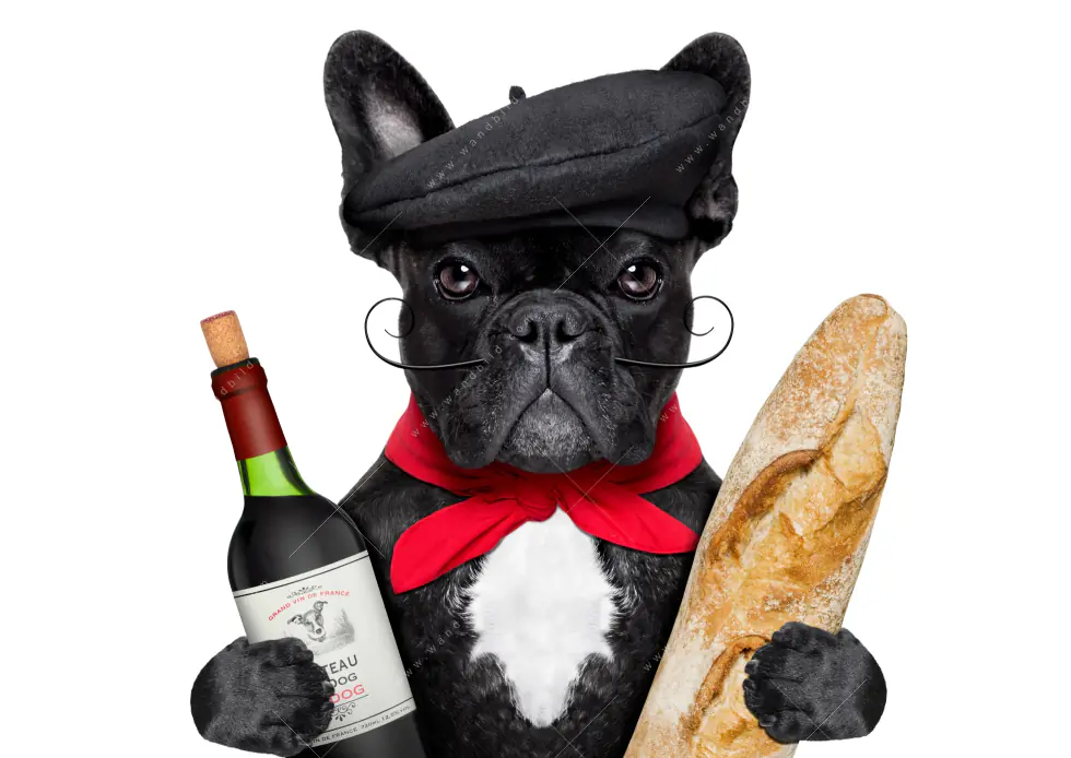 Alu-Dibond Bild | Französischer Bulldoggen-Charme mit Baguette & Wein | Quadrat - Image 5