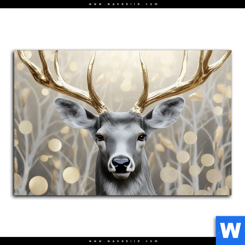 Alu-Dibond Bild | Hirsch mit goldenem Geweih | Querformat - Image 2