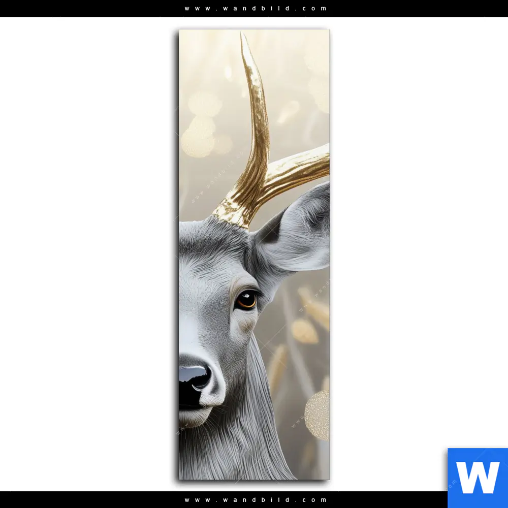 Alu-Dibond Bild | Hirsch mit goldenem Geweih | Schmal - Image 2
