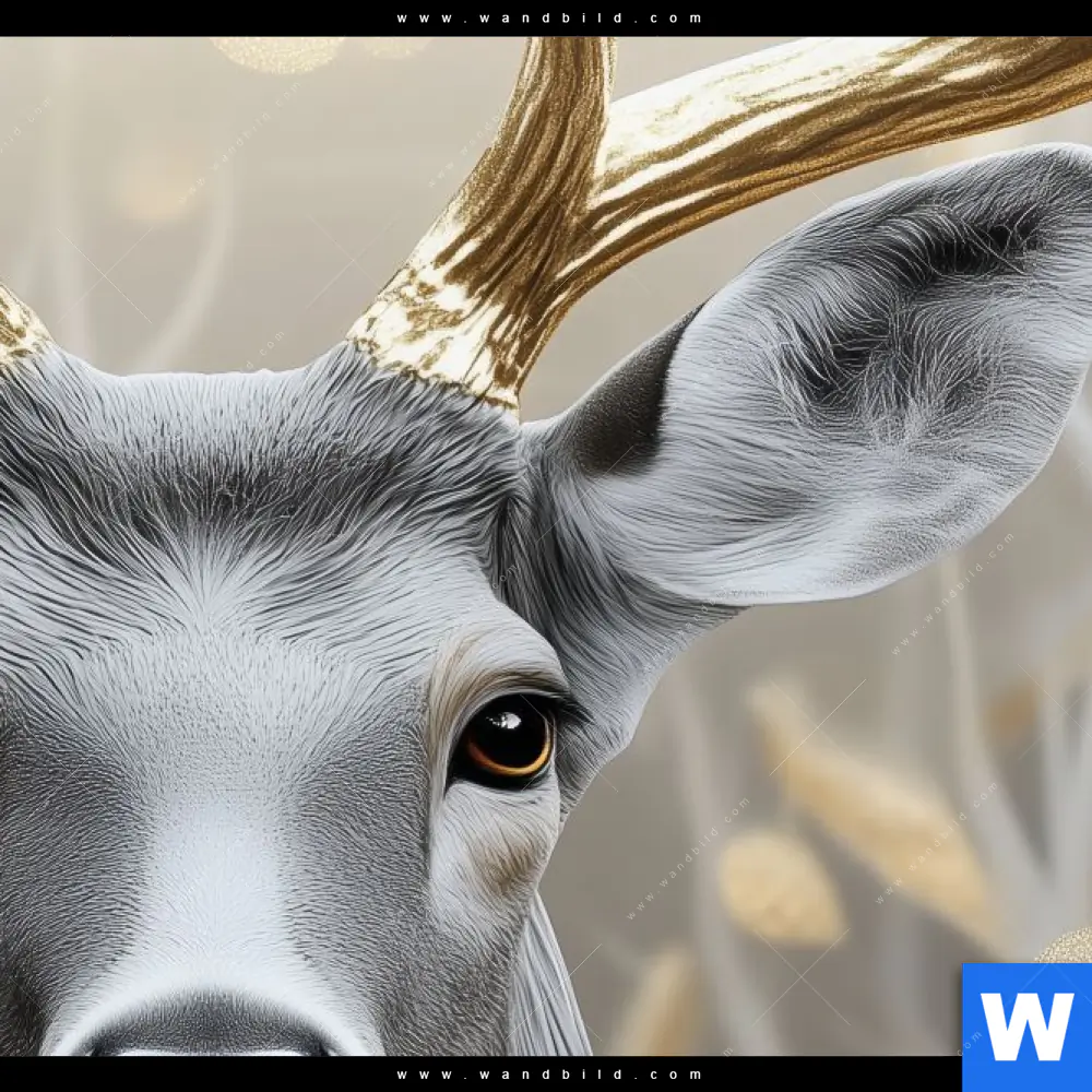 Alu-Dibond Bild | Hirsch mit goldenem Geweih | Schmal - Image 4