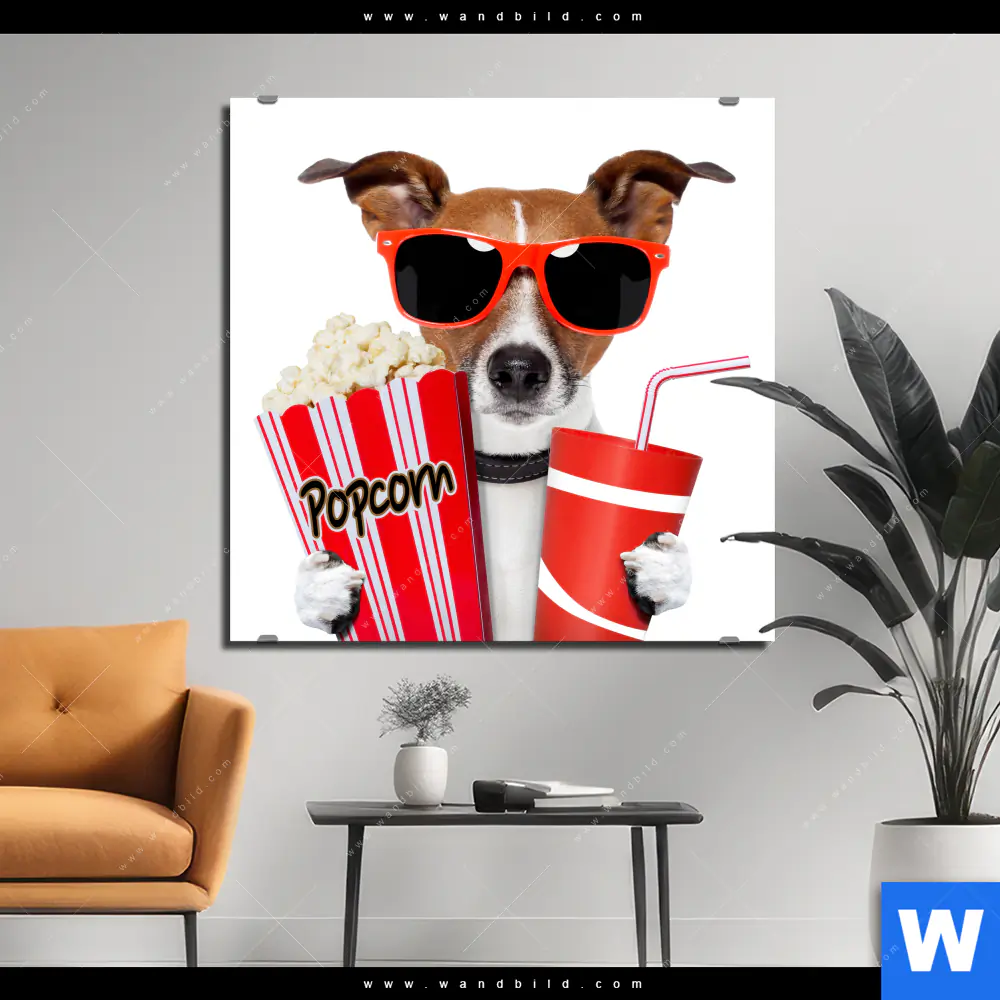 Alu-Dibond Bild | Kinoabend mit Terrier | Quadrat