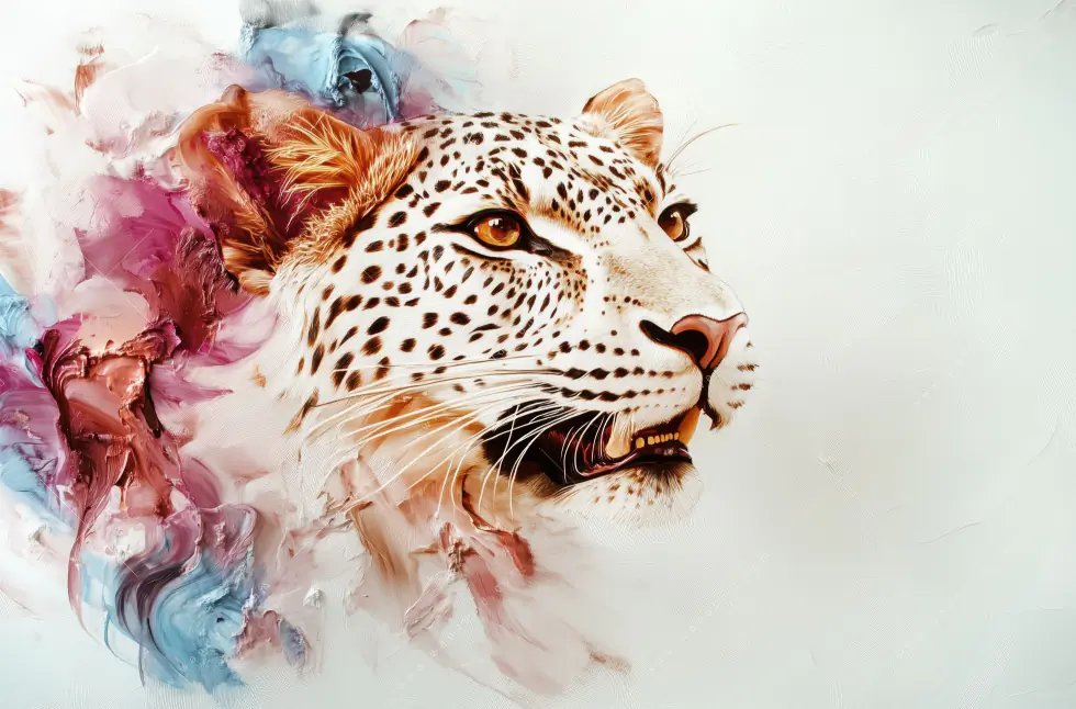 Alu-Dibond Bild | Leopard in Farbexplosion | Querformat - Image 5