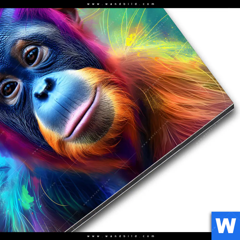 Alu-Dibond Bild | Orang-Utan in Regenbogenfarben | Quadrat - Image 3