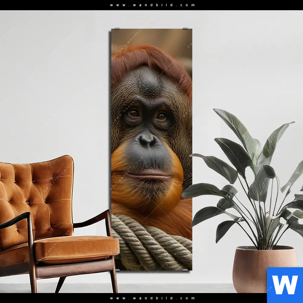 Alu-Dibond Bild | Orang-Utan mit sanftem Blick | Schmal
