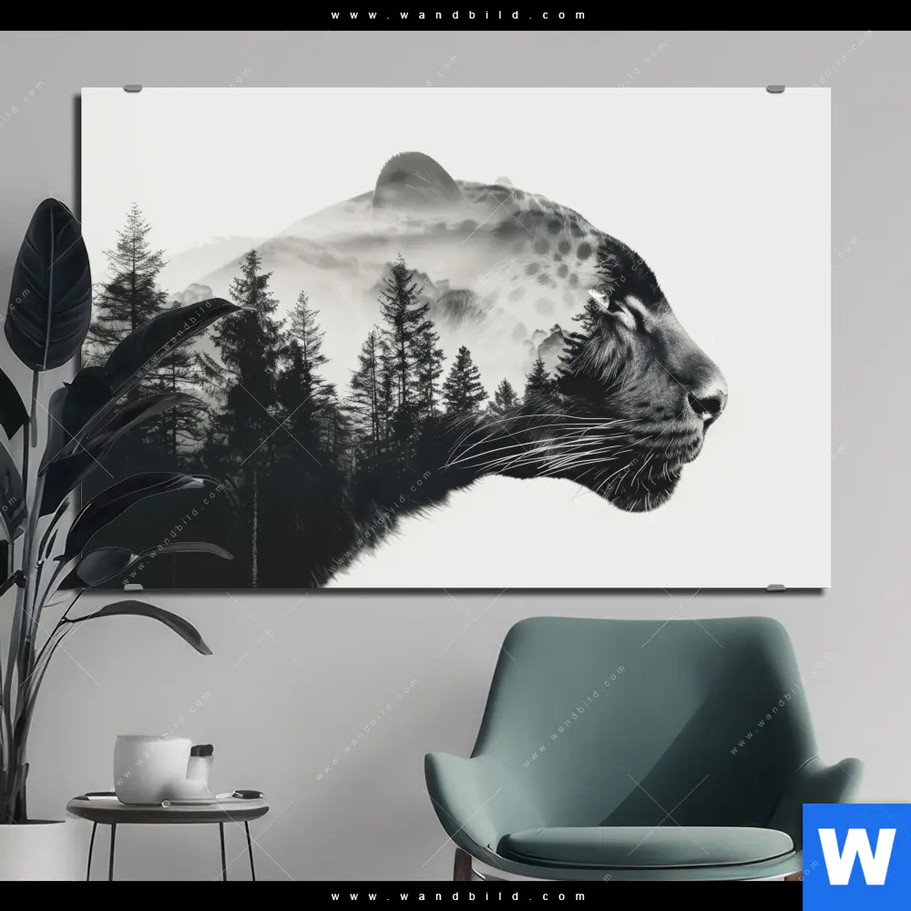 Alu-Dibond Bild | Panther - Natur im Schatten | Querformat