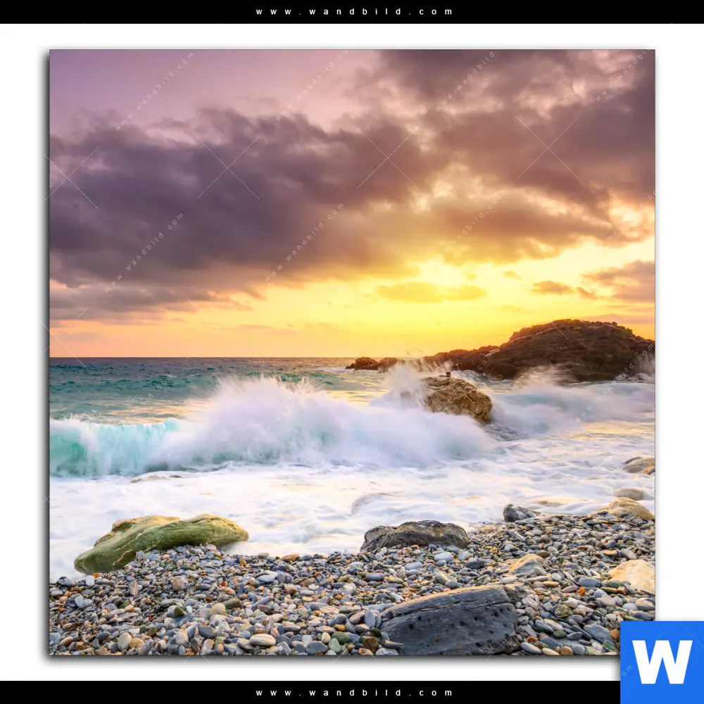 Alu-Dibond Bild | Wellen im Abendlicht | Quadrat - Image 2