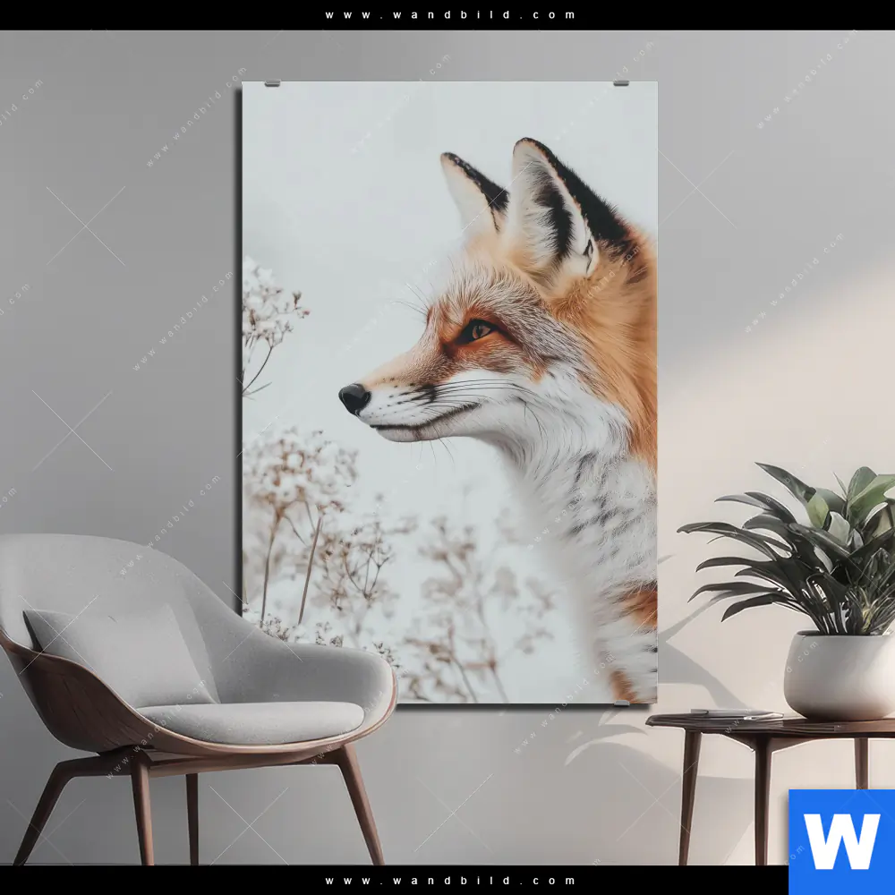 Alu-Dibond Bild | Winterstille - Der Fuchs | Hochformat