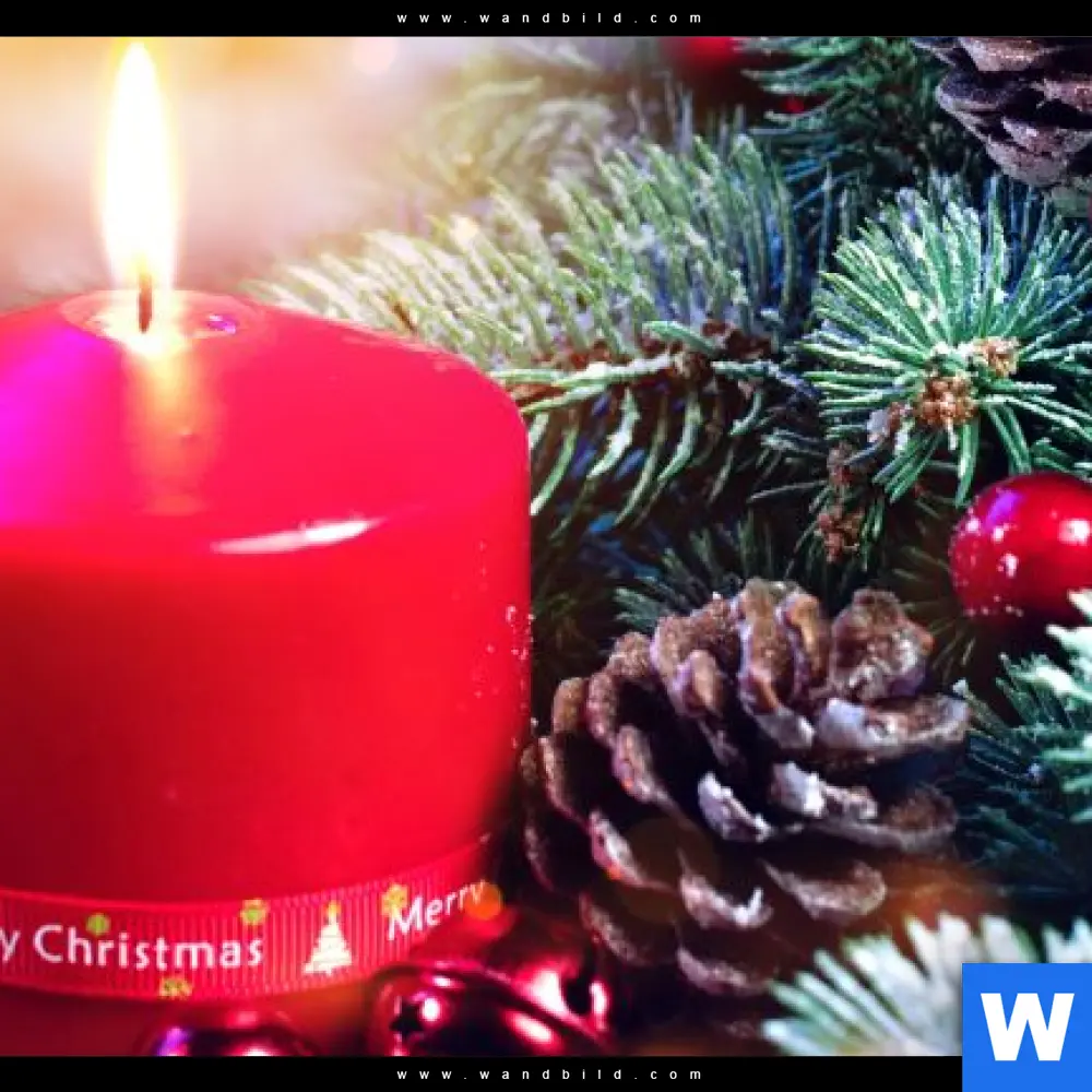 Aluminiumbild gebürstet | Adventskerze mit Weihnachtsschmuck | Rund - Image 4